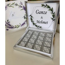 Siyah Lale Nikah Şekeri Karton Kutulu Baskılı Madlen Çikolata 50 Adet