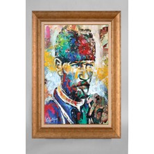 Giyense Özel Seri Altın Paspartulu Çerçeveli Atatürk Tablo T394