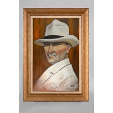 Giyense Özel Seri Altın Paspartulu Çerçeveli Atatürk Tablo T484