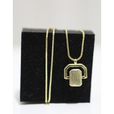 Luxon Collection Dikdörtgen Taş Figürlü Çelik Gold Kolye