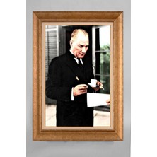 Giyense Özel Seri Altın Paspartulu Çerçeveli Atatürk Tablo T621