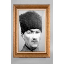 Giyense Özel Seri Altın Paspartulu Çerçeveli Atatürk Tablo T185