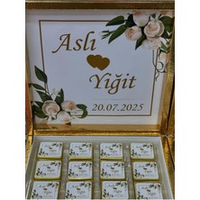 Siyah Lale Nikah Şekeri Karton Kutulu Baskılı Madlen Çikolata 50 Adet