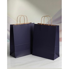 Aybaş Kağıtçılık 1.kalite 25X31 cm Büyük Boy (15 Adet) Lacivert Renkli Kraft Kağıt Çanta,hediye Poşeti,hediye Paketi