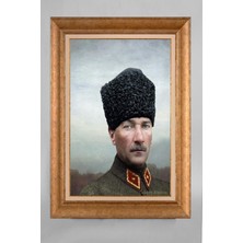 Giyense Özel Seri Altın Paspartulu Çerçeveli Atatürk Tablo T006