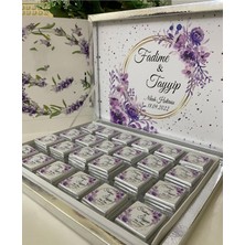 Siyah Lale Nikah Şekeri Karton Kutulu Baskılı Madlen Çikolata 75 Adet