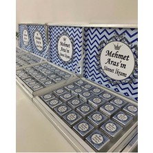 Siyah Lale Nikah Şekeri Karton Kutulu Baskılı Madlen Çikolata 75 Adet