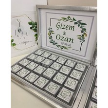 Siyah Lale Nikah Şekeri Karton Kutulu Baskılı Madlen Çikolata 75 Adet