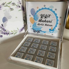 Siyah Lale Nikah Şekeri Karton Kutulu Baskılı Madlen Çikolata 50 Adet