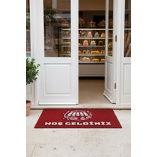 Valerine Life Pastahane Pastacı Mercan Kırmızı Hoş Geldiniz Ev Ofis İşyeri Kapı Önü Paspası 45x70cm