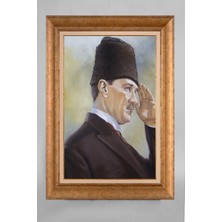 Giyense Özel Seri Altın Paspartulu Çerçeveli Atatürk Tablo T107