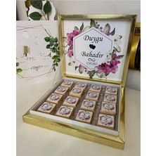 Siyah Lale Nikah Şekeri Karton Kutulu Baskılı Madlen Çikolata 50 Adet