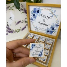 Siyah Lale Nikah Şekeri Karton Kutulu Baskılı Madlen Çikolata 50 Adet