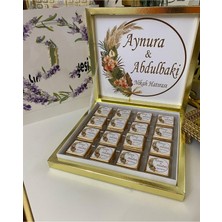 Siyah Lale Nikah Şekeri Karton Kutulu Baskılı Madlen Çikolata 50 Adet