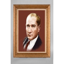 Giyense Özel Seri Altın Paspartulu Çerçeveli Atatürk Tablo T591