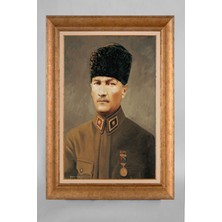 Giyense Özel Seri Altın Paspartulu Çerçeveli Atatürk Tablo T551