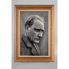 Giyense Özel Seri Altın Paspartulu Çerçeveli Atatürk Tablo T238