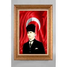 Giyense Özel Seri Altın Paspartulu Çerçeveli Atatürk Tablo T261