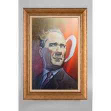 Giyense Özel Seri Altın Paspartulu Çerçeveli Atatürk Tablo T799
