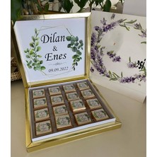 Siyah Lale Nikah Şekeri Karton Kutulu Baskılı Madlen Çikolata 50 Adet