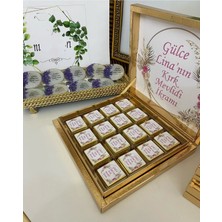 Siyah Lale Nikah Şekeri Karton Kutulu Baskılı Madlen Çikolata 50 Adet