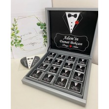 Siyah Lale Nikah Şekeri Karton Kutulu Baskılı Madlen Çikolata 50 Adet