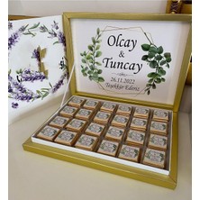 Siyah Lale Nikah Şekeri Karton Kutulu Baskılı Madlen Çikolata 75 Adet