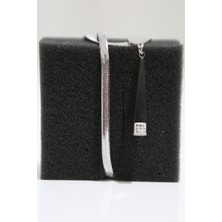 Luxon Collection Siyah Taşlı Çubuk Figürlü Çelik Gümüş Renk Kolye