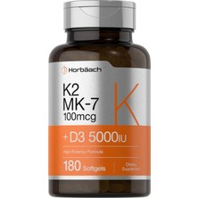 Horbaach Vitamin D3 K2 5000 Iu 100MCG Mk-7 Complex 180 Softgel