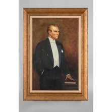 Giyense Özel Seri Altın Paspartulu Çerçeveli Atatürk Tablo T703