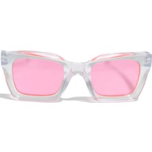 Luxon Collection Kadın Güneş Gözlüğü Kalın Çerçeve Kalın Cam Pembe Camlı Şeffaf Çerçeveli
