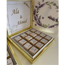 Siyah Lale Nikah Şekeri Karton Kutulu Baskılı Madlen Çikolata 50 Adet
