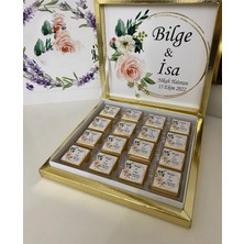 Siyah Lale Nikah Şekeri Karton Kutulu Baskılı Madlen Çikolata 50 Adet