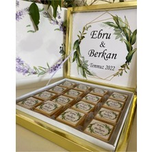 Siyah Lale Nikah Şekeri Karton Kutulu Baskılı Madlen Çikolata 50 Adet