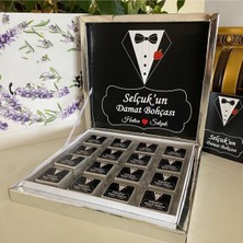 Siyah Lale Nikah Şekeri Karton Kutulu Baskılı Madlen Çikolata 50 Adet