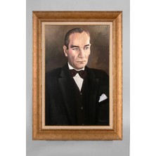Giyense Özel Seri Altın Paspartulu Çerçeveli Atatürk Tablo T010