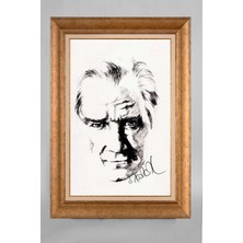 Giyense Özel Seri Altın Paspartulu Çerçeveli Atatürk Tablo T603