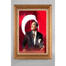 Giyense Özel Seri Altın Paspartulu Çerçeveli Atatürk Tablo T210