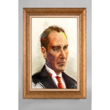 Giyense Özel Seri Altın Paspartulu Çerçeveli Atatürk Tablo T097