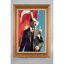 Giyense Özel Seri Altın Paspartulu Çerçeveli Atatürk Tablo T204