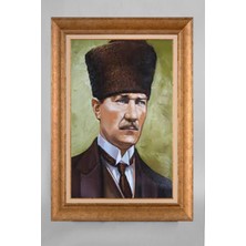 Giyense Özel Seri Altın Paspartulu Çerçeveli Atatürk Tablo T048