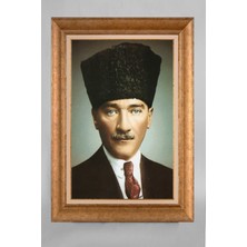 Giyense Özel Seri Altın Paspartulu Çerçeveli Atatürk Tablo T100