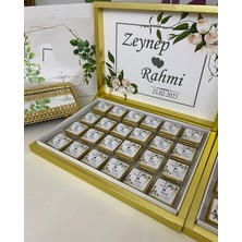 Siyah Lale Nikah Şekeri Karton Kutulu Baskılı Madlen Çikolata 75 Adet