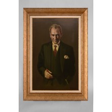 Giyense Özel Seri Altın Paspartulu Çerçeveli Atatürk Tablo T083