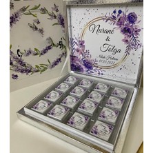 Siyah Lale Nikah Şekeri Karton Kutulu Baskılı Madlen Çikolata 50 Adet