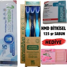 Herbadent Bitki Özlü Diş Macunu-Diş Beyazlatma Tozu-3'lü Diş Fırça-125 gr Hmd Sabunu Hediye
