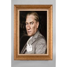 Giyense Özel Seri Altın Paspartulu Çerçeveli Atatürk Tablo T545