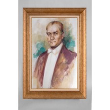 Giyense Özel Seri Altın Paspartulu Çerçeveli Atatürk Tablo T579