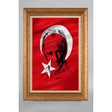 Giyense Özel Seri Altın Paspartulu Çerçeveli Atatürk Tablo T460