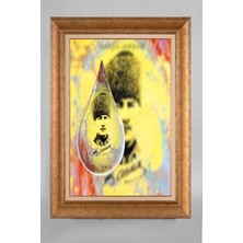 Giyense Özel Seri Altın Paspartulu Çerçeveli Atatürk Tablo T245